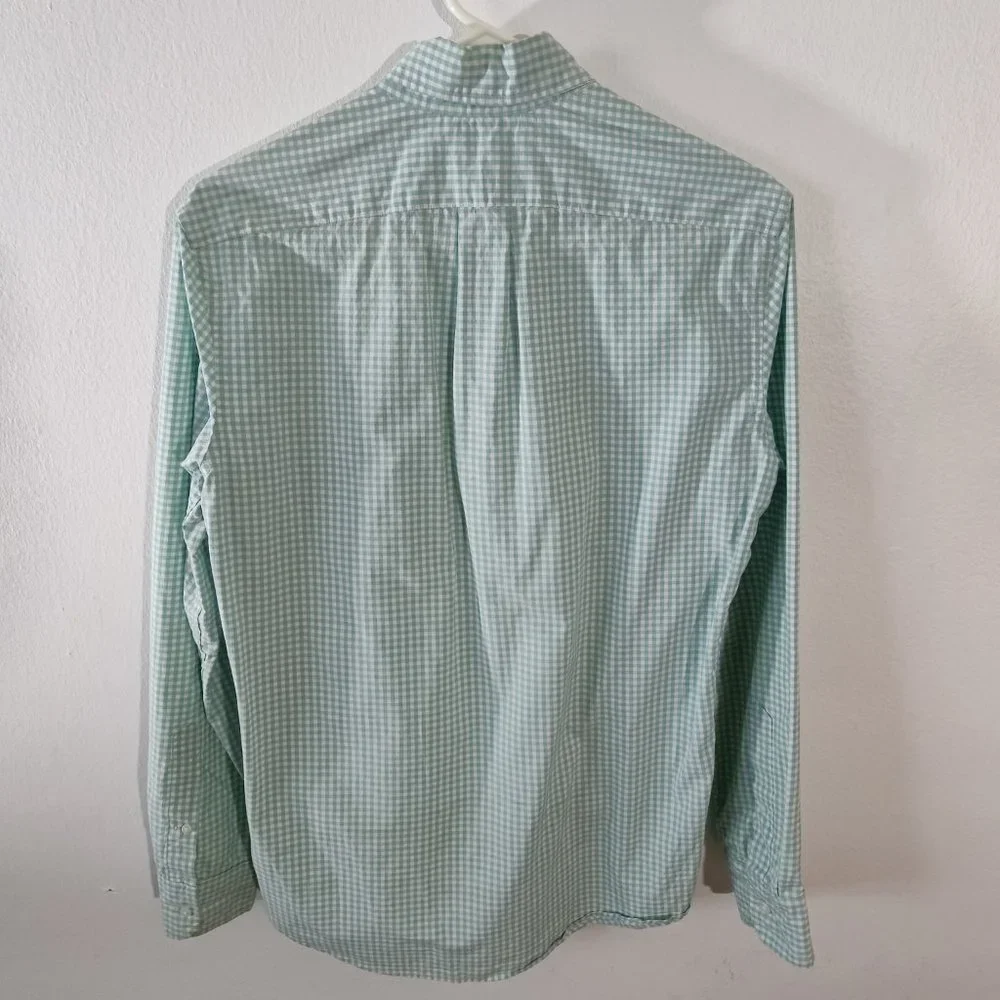 Slim Fit Light Mint Gingham Button-Up Shirt -